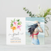 水彩熱帯フローラビーチ卒業写真 案内状 (スタンド正面)