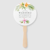 水彩熱帯フローラビーチ結婚式の恩恵 ハンドファン (正面)