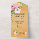 水彩熱帯フローラビーチ結婚式 オールインワン招待状 (内側)