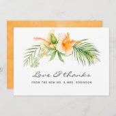 水彩熱帯フローラビーチ結婚式 サンキューカード (正面/裏面)
