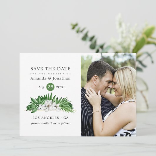 水彩熱帯フローラビーチ結婚式 セーブザデート (スタンド正面)