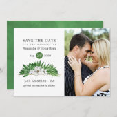 水彩熱帯フローラビーチ結婚式 セーブザデート (正面/裏面)