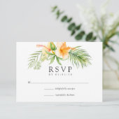 水彩熱帯フローラビーチ結婚式 出欠カード (スタンド正面)