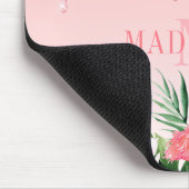 水彩熱帯フローラピンクグリッターモノグラム マウスパッド (コーナー)