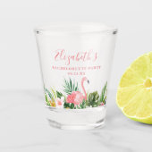 水彩熱帯フローラピンクバチェロレッテ ショットグラス (正面)