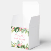 水彩熱帯フローラピンクフラミンゴシャワー フェイバーボックス (オープン)