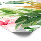 水彩熱帯フローラピンクフラミンゴシャワー ポスター (角)