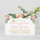 水彩熱帯フローラピンク金ゴールドグラードパーティー 招待状 (スタンド正面)