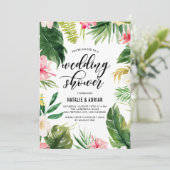水彩熱帯フローラフレームウェディングシャワー 招待状 (スタンド正面)