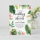 水彩熱帯フローラフレームウェディングシャワー 招待状 (スタンド正面)