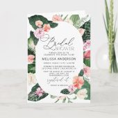 水彩熱帯フローラフレームブライダルシャワー カード (正面)