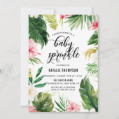 水彩熱帯フローラフレームベビー散布 招待状 (正面)