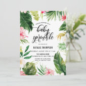 水彩熱帯フローラフレームベビー散布 招待状 (スタンド正面)