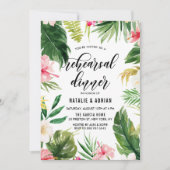 水彩熱帯フローラフレームリハーサルディナー 招待状 (正面)