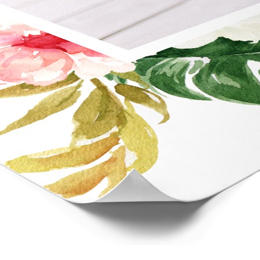 水彩熱帯フローラフレーム写真卒業 ポスター (角)