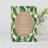 水彩熱帯フローラフレーム赤ちゃんシャワー 招待状 (スタンド正面)