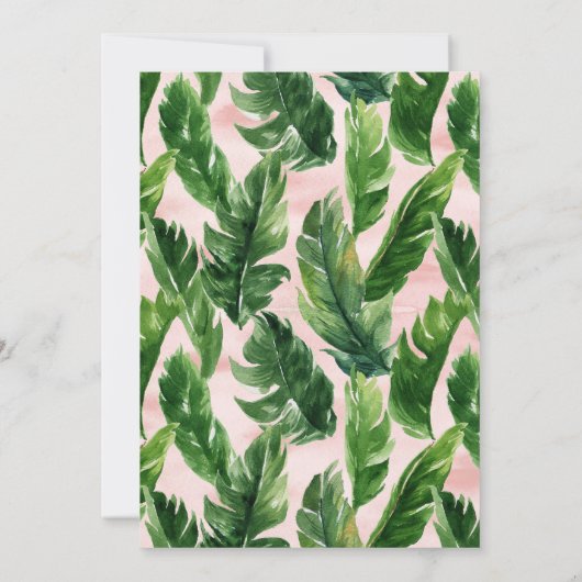 水彩熱帯フローラフレーム赤ちゃんシャワー 招待状 (裏面)