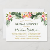 水彩熱帯フローラブライダルシャワーグリーン 招待状 (正面)