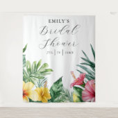 水彩熱帯フローラブライダルシャワー背景 タペストリー (正面)