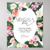 水彩熱帯フローラミモサバー標識 ポスター (正面)