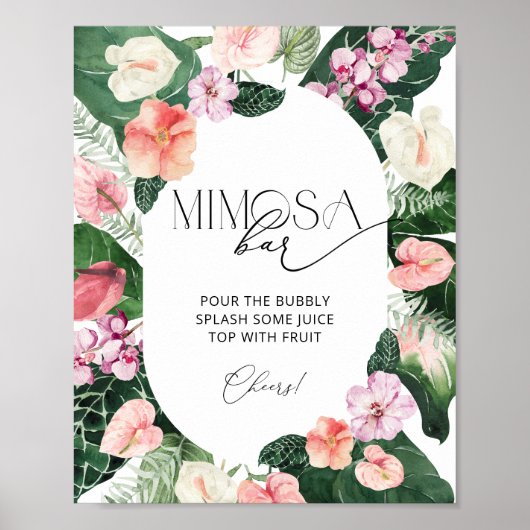 水彩熱帯フローラミモサバー標識 ポスター (正面)