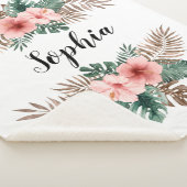 水彩熱帯フローラリースカスタム文字  シェルパブランケット (3/4)