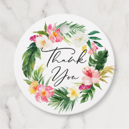 水彩熱帯フローラリースベビーシャワー フェイバータグ