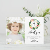 水彩熱帯フローラリース第1聖餐式 サンキューカード (スタンド正面)