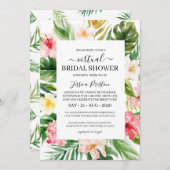 水彩熱帯フローラ仮想ブライダルシャワー 招待状 (正面/裏面)