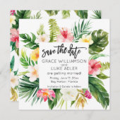 水彩熱帯フローラ保存日 セーブザデート (正面/裏面)