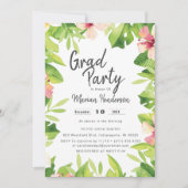 水彩熱帯フローラ卒業パーティー 招待状 (正面)
