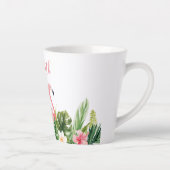 水彩熱帯フローラ名ピンクフラミンゴ カフェラテマグ (右)