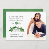 水彩熱帯フローラ幾何結婚性 セーブザデート (正面/裏面)