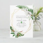 水彩熱帯フローラ幾何結婚性 招待状 (スタンド正面)