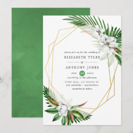 水彩熱帯フローラ幾何結婚性 招待状