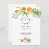 水彩熱帯フローラ新しい住所 案内ポストカード (正面/裏面)