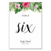 水彩熱帯フローラ結婚ズ テーブルナンバー (正面)