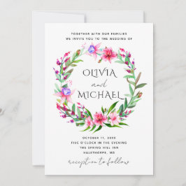 水彩熱帯フローラ結婚ズ。ハワイの花 招待状