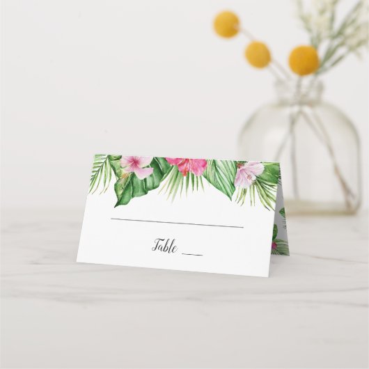 水彩熱帯フローラ結婚ズ プレイスカード (正面)