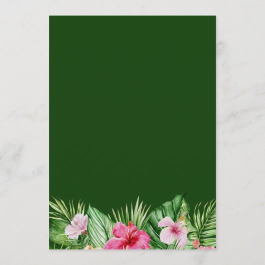 水彩熱帯フローラ結婚ズ メニュー (裏面)