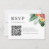 水彩熱帯フローラ結婚ズ 出欠カード (正面)