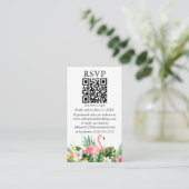 水彩熱帯フローラQRピンクフラミンゴRSVP エンクロージャーカード (スタンド正面)