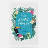 水彩熱帯ブライダルシャワーティール（緑がかった色）ID577 アクリルサイン (正面)