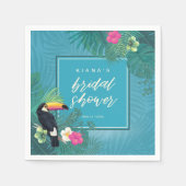 水彩熱帯ブライダルシャワーティール（緑がかった色）ID577 スタンダードカクテルナプキン (正面)