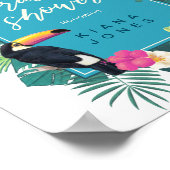 水彩熱帯ブライダルシャワーティール(緑がかった色)ID577 ポスター (角)