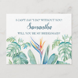 水彩熱帯ブライドメイド提案カード 招待状