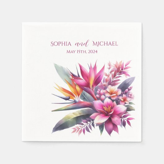 水彩熱帯ブリス結婚ズ – ナプキン スタンダードカクテルナプキン (正面)