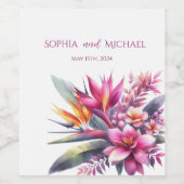 水彩熱帯ブリス結婚ズ ワインラベル (シングルラベル)