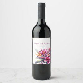 水彩熱帯ブリス結婚ズ ワインラベル