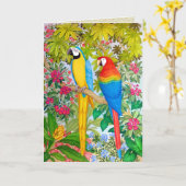 水彩熱帯マカオパロツグリーティングカード カード (黄色い花)